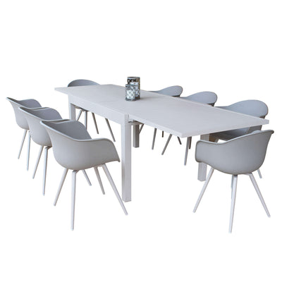JERRI - set tavolo da giardino in alluminio con 8 sedie 135/270x90 Tortora Milani Home