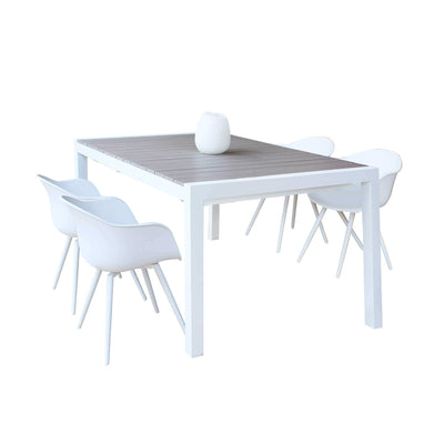 LOIS - set tavolo da giardino in alluminio con 4 sedute 162/242x100 Bianco Milani Home