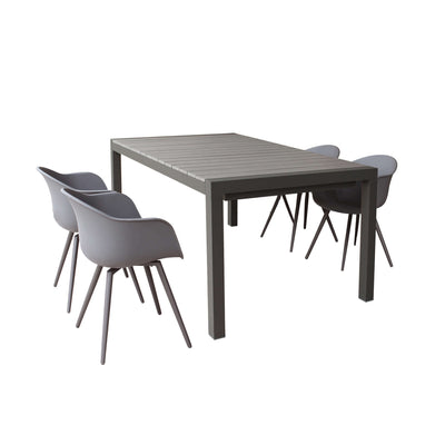 LOIS - set tavolo da giardino in alluminio con 4 sedute 162/242x100 Taupe Milani Home