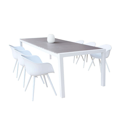 LOIS - set tavolo da giardino in alluminio con 6 sedute 162/242x100 Bianco Milani Home