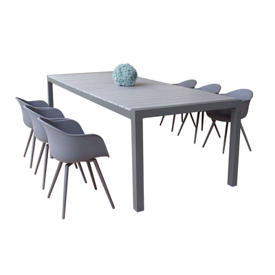 LOIS - set tavolo da giardino in alluminio con 6 sedute 162/242x100 Taupe