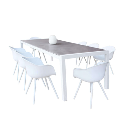LOIS - set tavolo da giardino in alluminio con 8 sedute 162/242x100 Bianco Milani Home