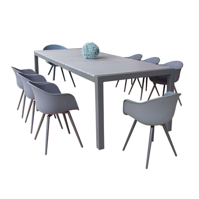 LOIS - set tavolo da giardino in alluminio con 8 sedute 162/242x100 Taupe Milani Home