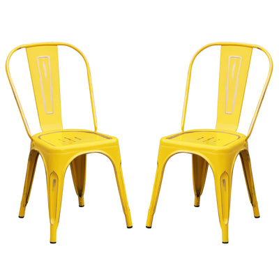 AGATHA - set di 2 sedie in metallo giallo antico Giallo Milani Home