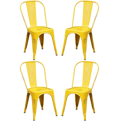 AGATHA - set di 4 sedie in metallo giallo antico Giallo