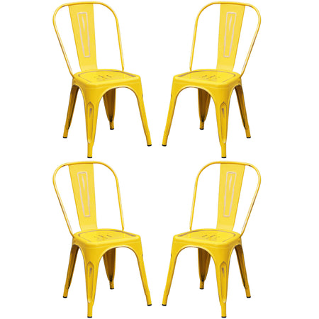 AGATHA - set di 4 sedie in metallo giallo antico Giallo Milani Home