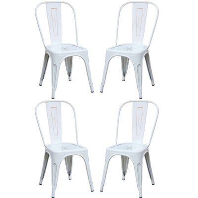 AGATHA - set di 4 sedie in metallo bianco antico Bianco Milani Home