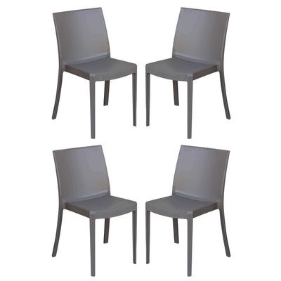 PERLA - set di 4 sedie in polipropilene impilabile da esterno e interno Taupe