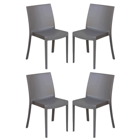 PERLA - set di 4 sedie in polipropilene impilabile da esterno e interno Taupe Milani Home