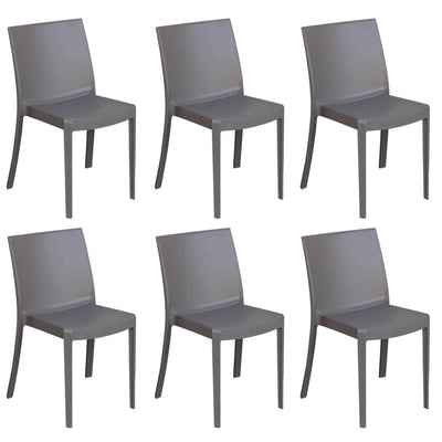 PERLA - set di 6 sedie in polipropilene impilabile da esterno e interno Taupe