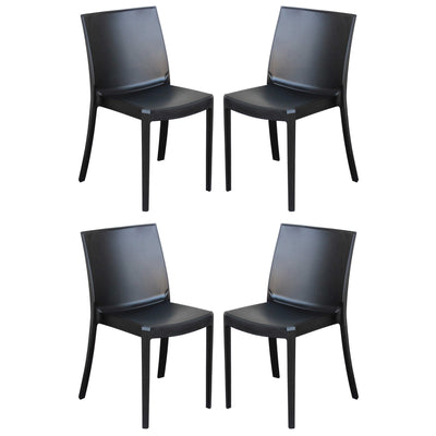 PERLA - set di 4 sedie in polipropilene impilabile da esterno e interno Antracite