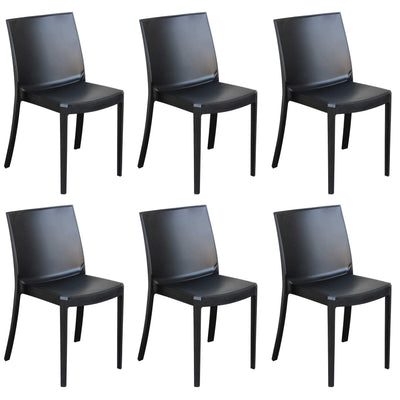 PERLA - set di 6 sedie in polipropilene impilabile da esterno e interno Antracite Milani Home