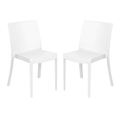 PERLA - set di 2 sedie in polipropilene impilabile da esterno e interno Bianco