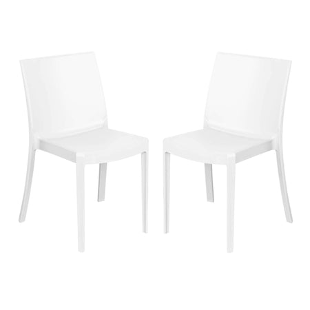 PERLA - set di 2 sedie in polipropilene impilabile da esterno e interno Bianco Milani Home