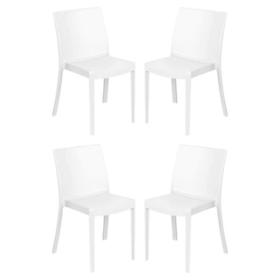 PERLA - set di 4 sedie in polipropilene impilabile da esterno e interno Bianco Milani Home