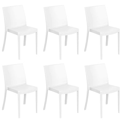 PERLA - set di 6 sedie in polipropilene impilabile da esterno e interno Bianco