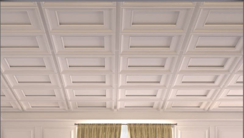 Pannelli decorativi per soffitti e pareti in duropolimero 4pz 40x40cm 