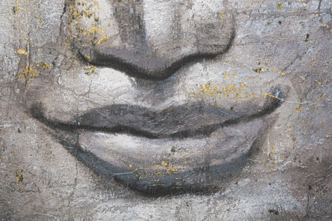 Dipinto Su Tela Face Buddha Light -A- Cm 80X3X120 Mauro Ferretti