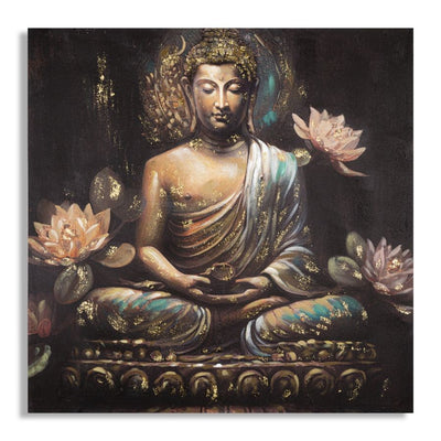 Dipinto Su Tela Buddha -A- Cm 100X3X100 Mauro Ferretti
