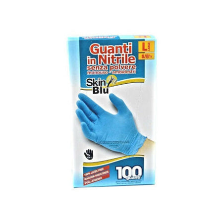 Guanti in nitrile blu senza polvere 100 pezzi taglia M