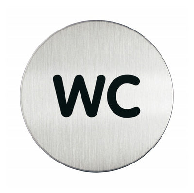 Pittogramma adesivo - WC - acciaio - diametro 8.3 cm - Durable Fai da te/Ferramenta/Numeri civici targhe e cartelli/Targhe per il nome Eurocartuccia - Pavullo, Commerciovirtuoso.it