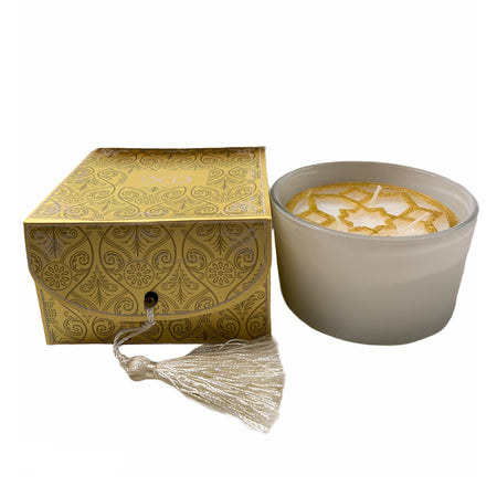 Candela decorativa "Preziosa" in vetro decorazione natalizia per interno h 6 cm ø 10 cm Casa e cucina/Decorazioni per interni/Candele e portacandele/Candele/Candele a colonna MagiediNatale.it - Altamura, Commerciovirtuoso.it