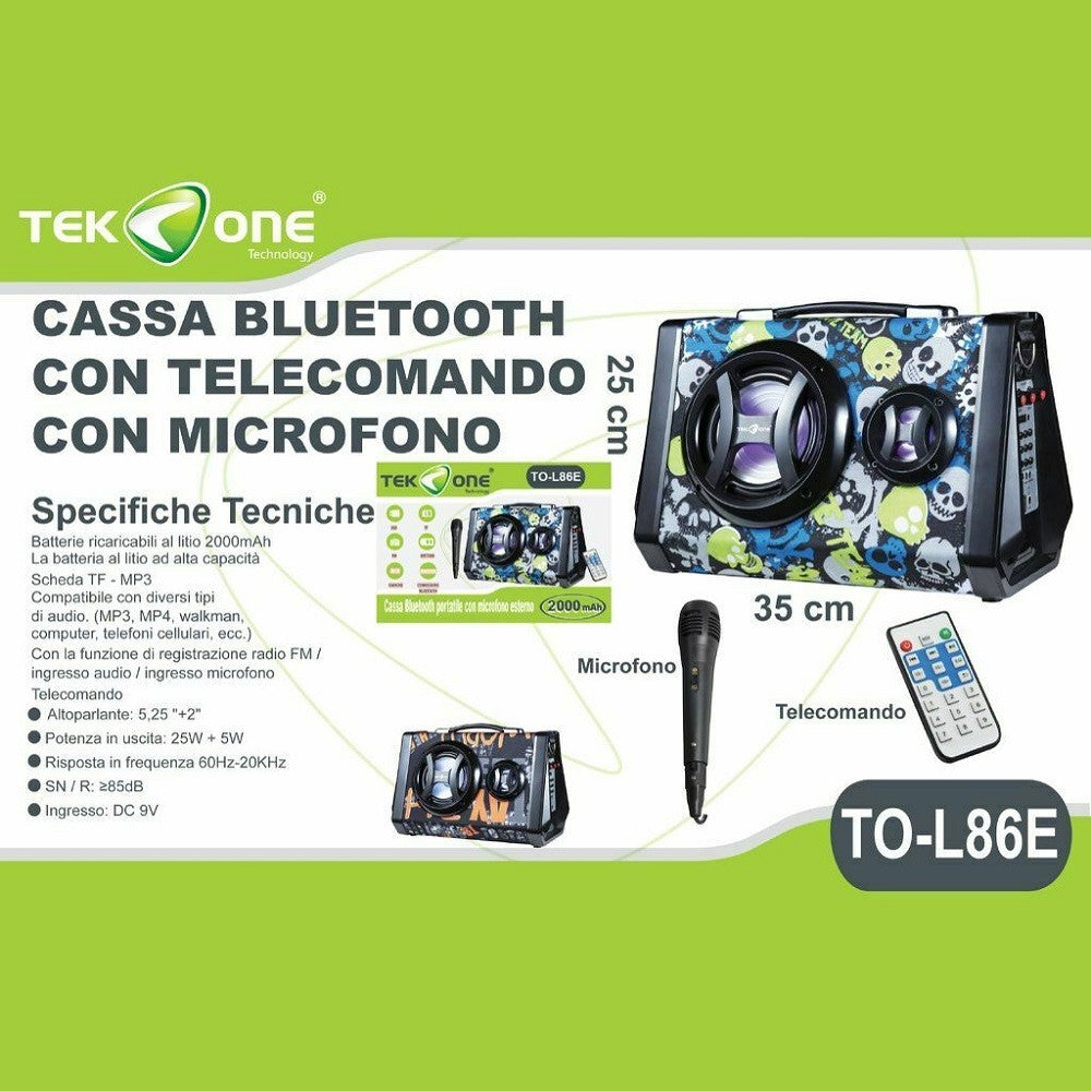Cassa Speaker Tekone To-l86e Portatile Con Microfono 25+5w Radio