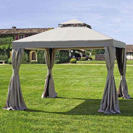 Gazebo "Lerici" da giardino, struttura in alluminio con tende e zanzariere Giardino e giardinaggio/Arredamento da giardino e accessori/Ombrelloni tende e tettucci parasole/Gazebo Decor Space - Altamura, Commerciovirtuoso.it