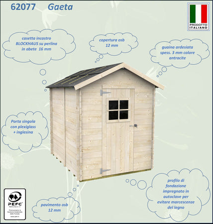 Casetta in legno con porta e finestra deposito da giardino per attrezzi "Made in Italy" 178 x 218 x h 203 cm Giardino e giardinaggio/Organizzazione esterni e alloggiamento/Capanni La Zappa - Altamura, Commerciovirtuoso.it