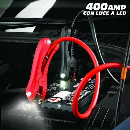 Cavi Batteria Avviamento Collegamento Auto Moto 400 Amp Con Luce