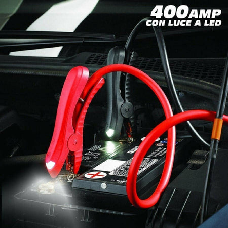 Cavi Batteria Avviamento Collegamento Auto Moto 400 Amp Con Luce Led Jumper  - commercioVirtuoso.it
