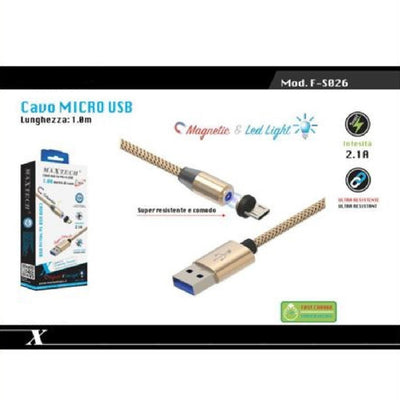 Cavo Micro Usb Ricarica Dati Luce Magnetica Led 1mt Per Smartphone Maxtech F-s026 Cavi Smartphone Trade Shop italia - Napoli, Commerciovirtuoso.it