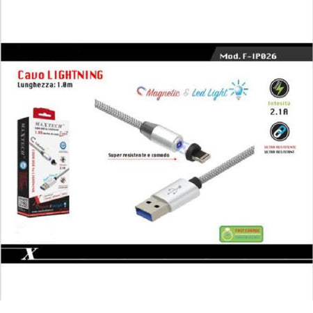 Cavo Lightning 1mt Usb Intrecciato Magnetico Ricarica Ipad Iphone Maxtech F-ip026 Cavi Smartphone Trade Shop italia - Napoli, Commerciovirtuoso.it