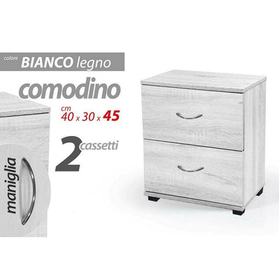 Comodino Con 2 Cassetti Letto Moderno H45xl40xp30 Legno Bianco Rovere Sbiancato Casa e cucina/Arredamento/Camera da letto/Comodini Trade Shop italia - Napoli, Commerciovirtuoso.it