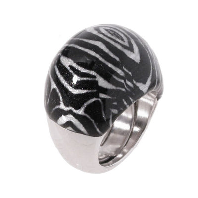 Anello in argento smaltato  zebra