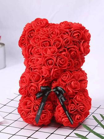 Orso Di Rose Rosse 23cm Artificiale Orsetto Idea Regalo Romantica