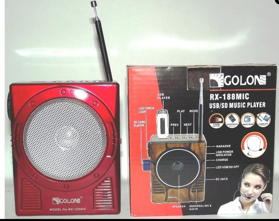 GOLON RX-188 MIC RADIO AM FM PORTATILE CON INGRESSO SD USB SPEAKER LED KARAOKE  Trade Shop italia - Napoli, Commerciovirtuoso.it