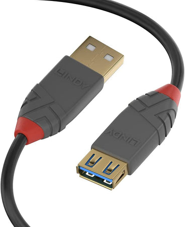 Lindy Prolunga USB 3.0 Tipo A Maschio/Femmina Anthra Line 2m Nero