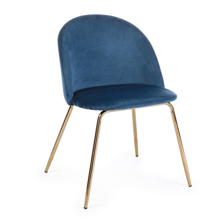 Sedia "Tanya" in velluto Blu Scuro con gambe ottone h 77 cm arredamento moderno Casa e cucina/Arredamento/Sala da pranzo/Sedie Decor Space - Altamura, Commerciovirtuoso.it