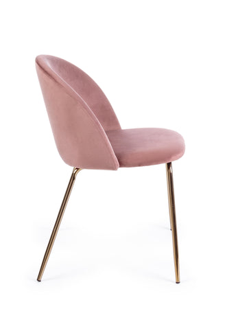 Sedia "Tanya" in velluto rosa anticato e gambe ottone h 77 cm arredamento moderno Casa e cucina/Arredamento/Sala da pranzo/Sedie Decor Space - Altamura, Commerciovirtuoso.it
