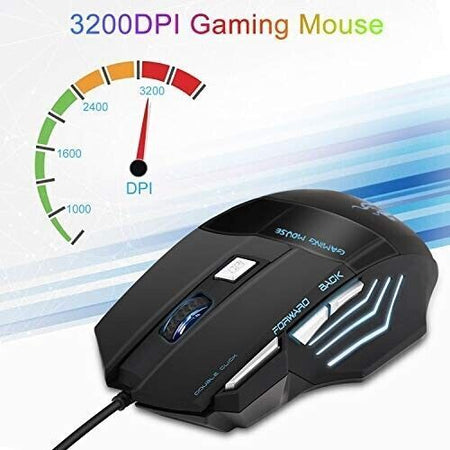Queender Mouse Gaming, Gioco/lavoro Wired Usb Mouse, Ergonomico Lampada Black