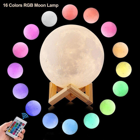 Lampada della luna 15cm 3D Printed Moon Light Luce notturna 16 modalità RGB Illuminazione/Illuminazione per interni/Illuminazione speciale/Mood Lights CL Store - Battipaglia, Commerciovirtuoso.it
