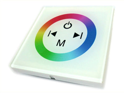 Centralina RGB Led Kit Controller Touch Panel Full Color Da Incasso Quadrata 12V 144W Sfondo Bianco TM08