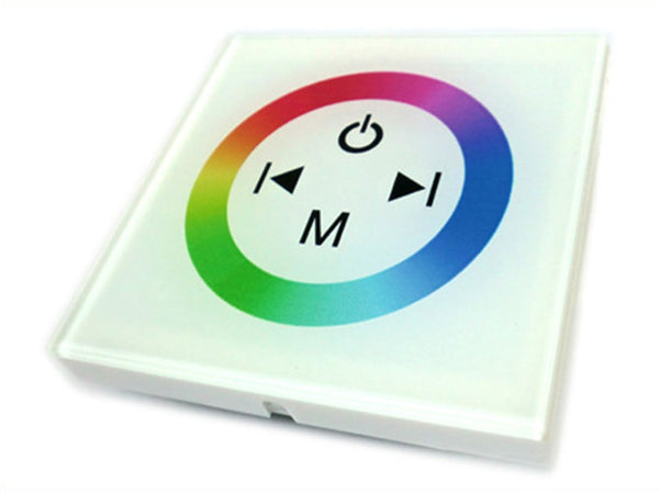 Centralina RGB Led Kit Controller Touch Panel Full Color Da Incasso Quadrata 12V 144W Sfondo Bianco TM08 Ledlux