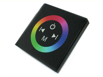 Centralina RGB Led Kit Controller Touch Panel Full Color Da Incasso Quadrata 12V 144W Sfondo Nero TM08