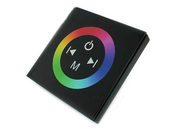 Centralina RGB Led Kit Controller Touch Panel Full Color Da Incasso Quadrata 12V 144W Sfondo Nero TM08 Ledlux