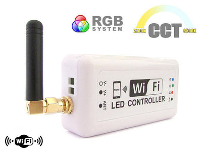 WiFi Mini Centralina Led CCT Dimmer RGB Controller Domotica Con Iphone iOS Smartphone Android 12V 24V 3X4A