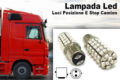 24V Lampada Led BAY15D 1157 S25 68 Smd Rosso Luci Posizione e Stop Camion Carall