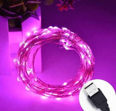 Stringa Led USB Viola Violetta 5 Metri 50 Led IP67 Per Decorazione Gaming PC Case Addobbi Natalizi Festa Nozze