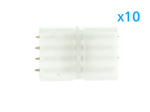 10 PZ Connettore Da 4 Pin RGB Passo 9mm Per Unire e Allungare Bobina Led RGB 220V Ledlux